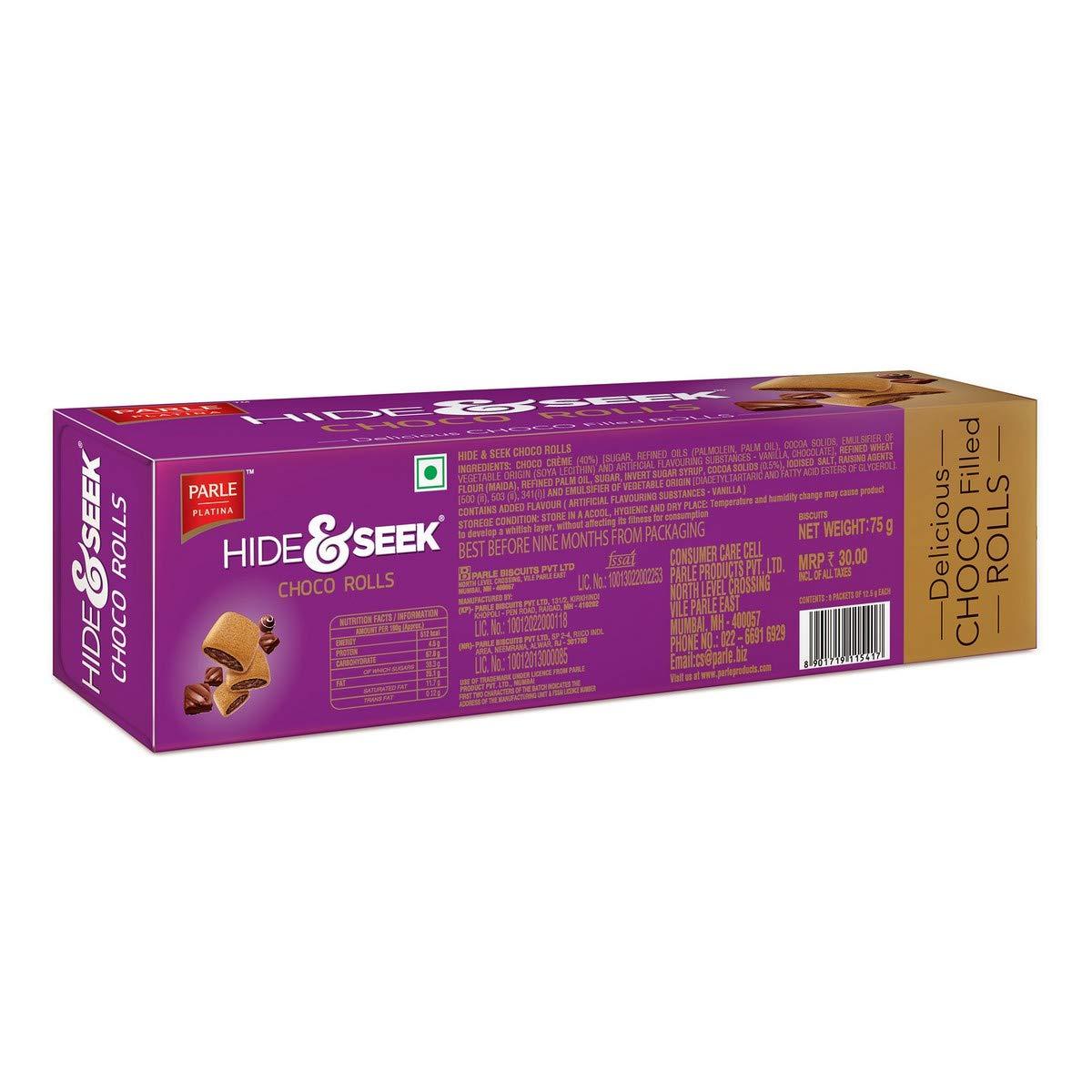 Parle Parle Hide and Seek Choco Rolls, 75g