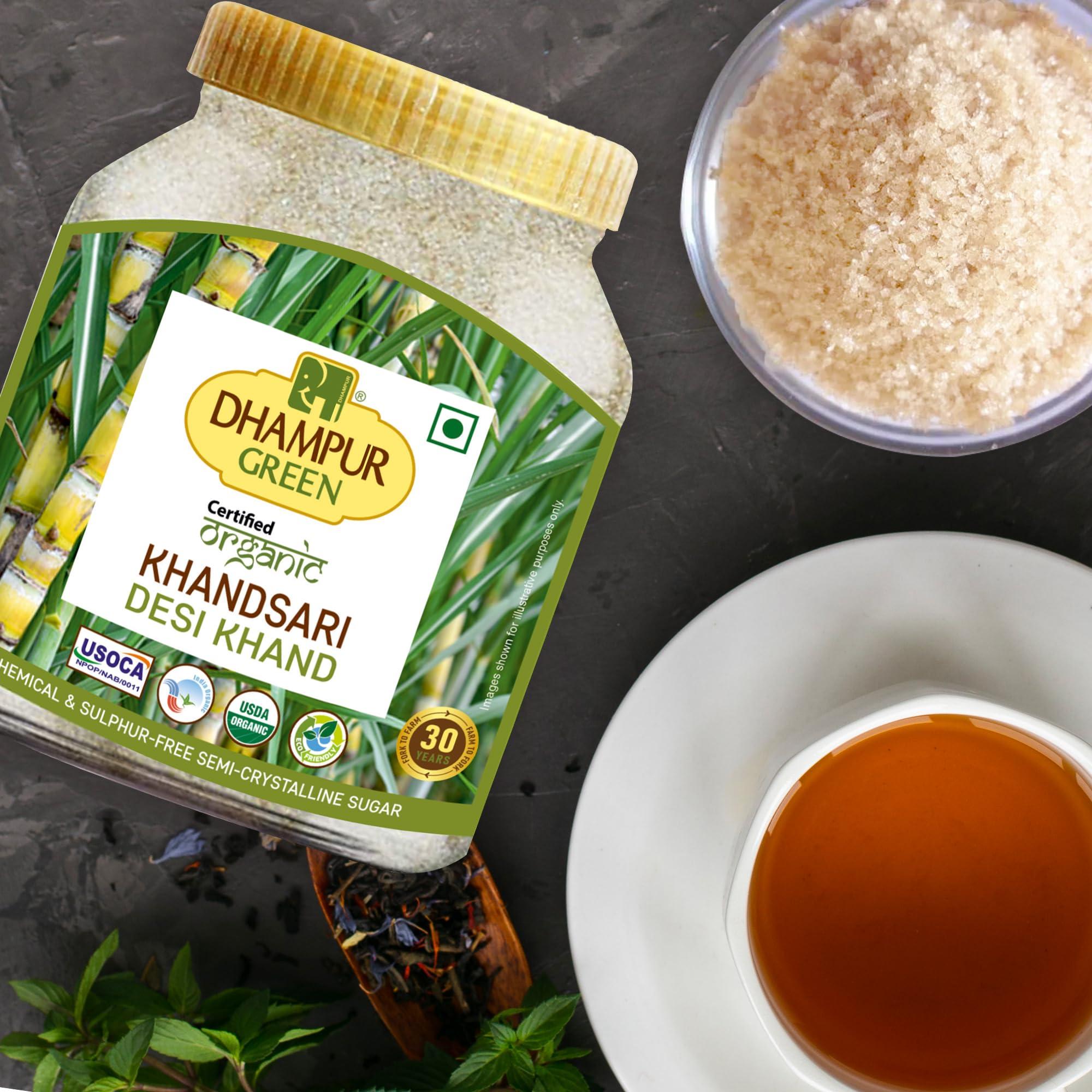 DHAMPURGREEN Dhampurgreen Organic Desi Khand Khandsari, 1.6Kg (800G X 2 Units) | Desi Khand | Chemical Free | Sulphurless | Semi Crystal Sugar