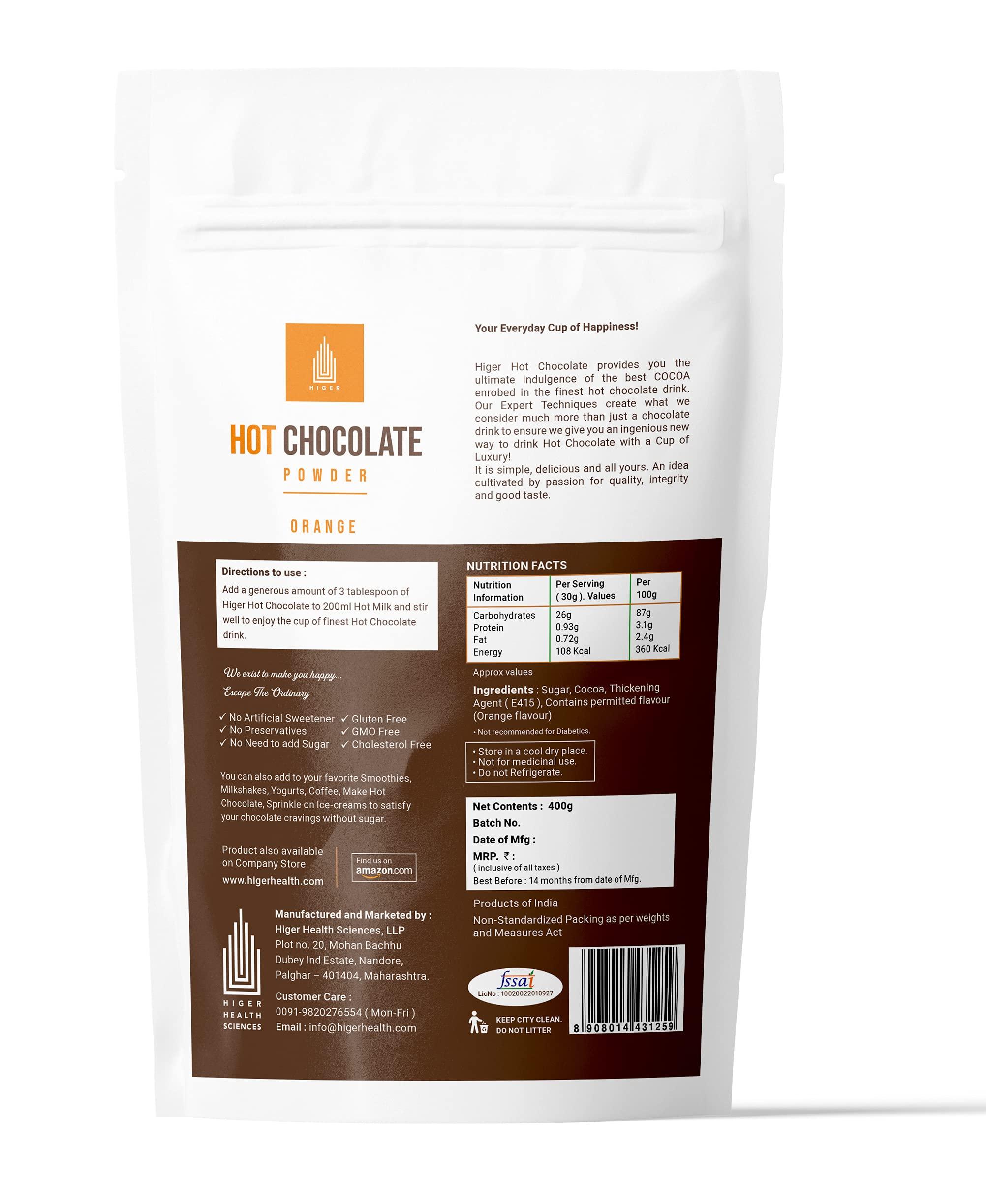 HIGER HOT CHOCOLATE POWDER HIGER HOT CHOCOLATE ORANGE 400g POWDER