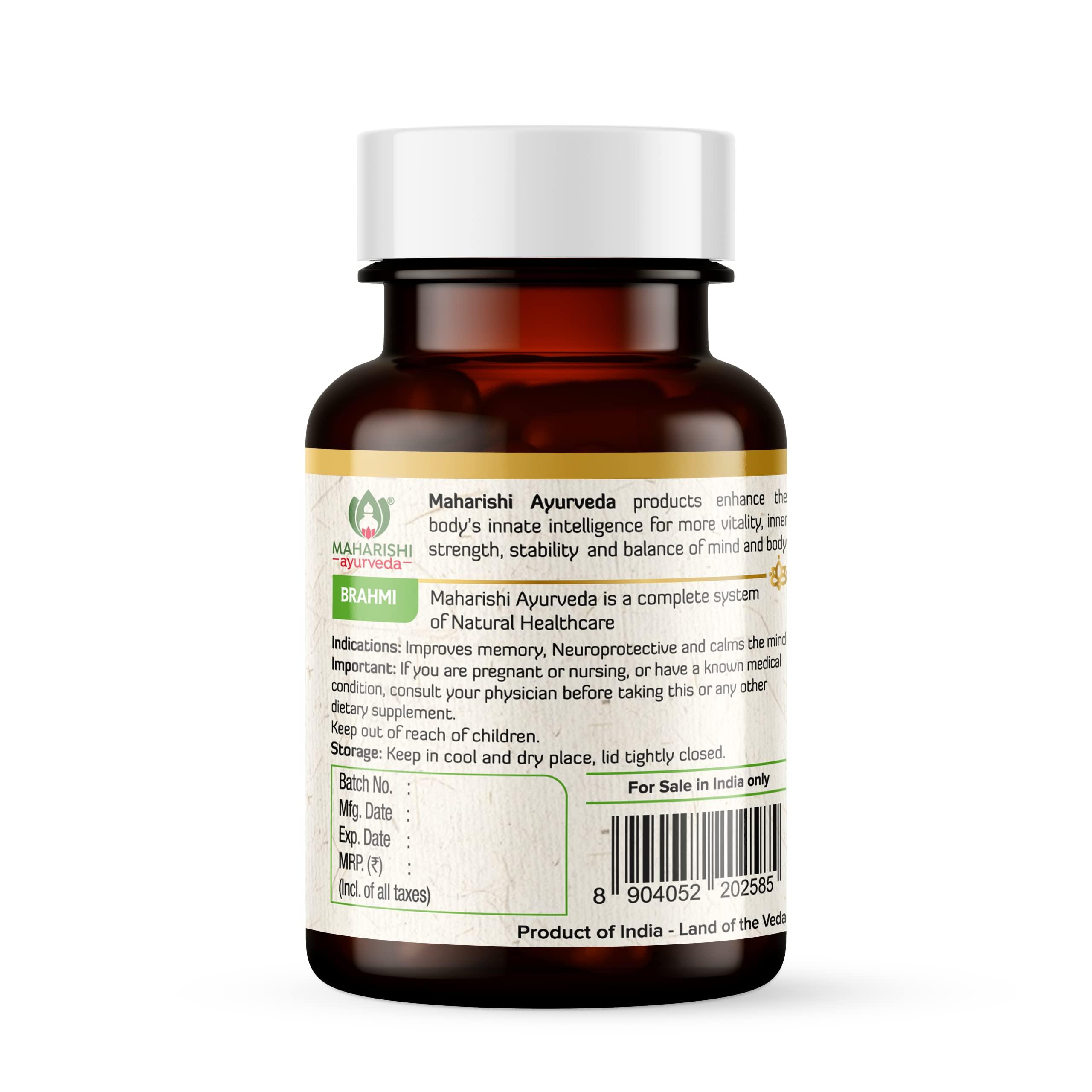 Maharishi Ayurveda Maharishi Ayurveda Organic Brahmi - Bacopa Monnieri Tablets | For Brain Health | 60 Tabs - Pack of 2 (120 Tablets)