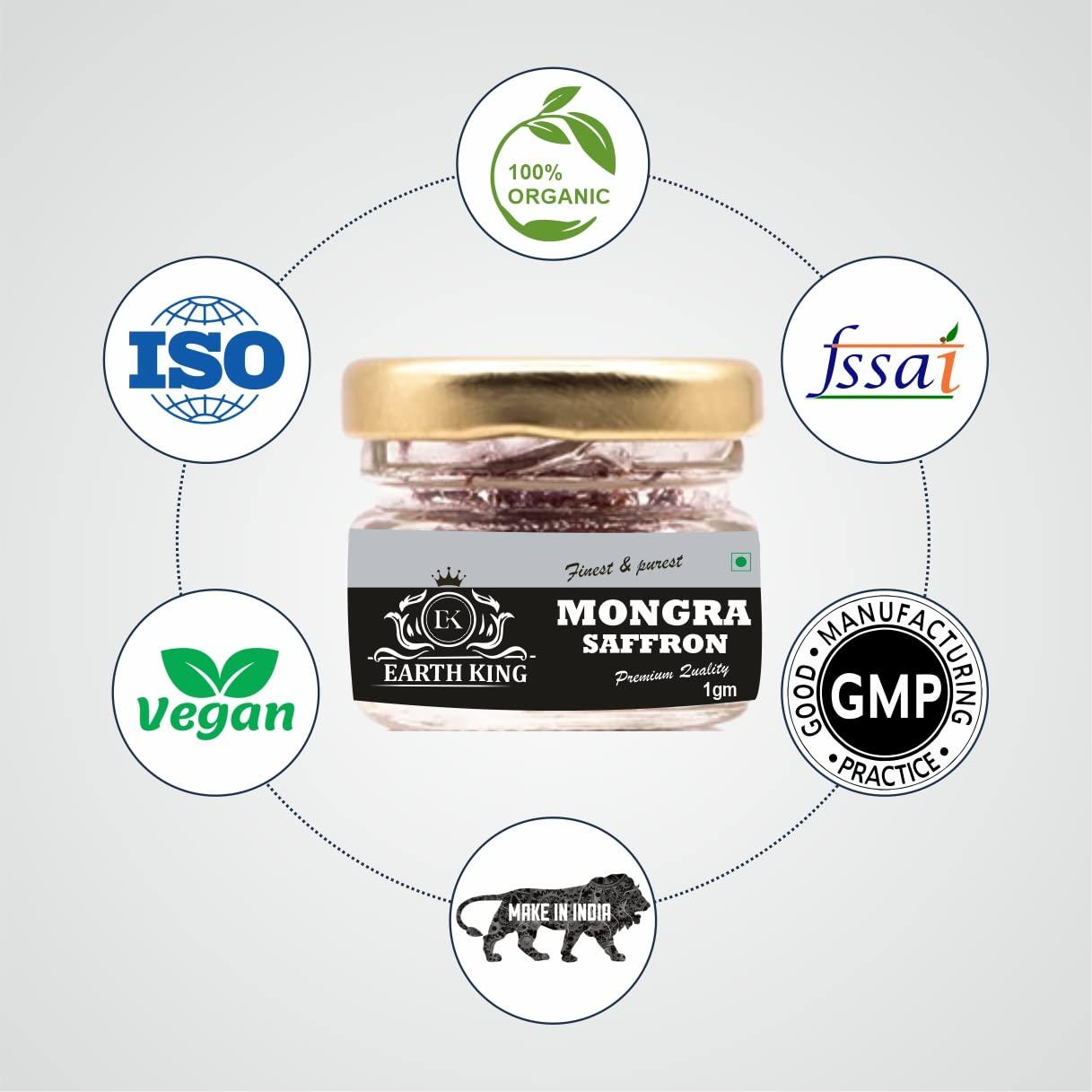 EARTH KING EARTH KING Natural & Finest Grade A++ Mongra Saffron Thread Kesar/Keshar/Zafran/Jafran for Beauty & Health 3GM (Combo Pack)