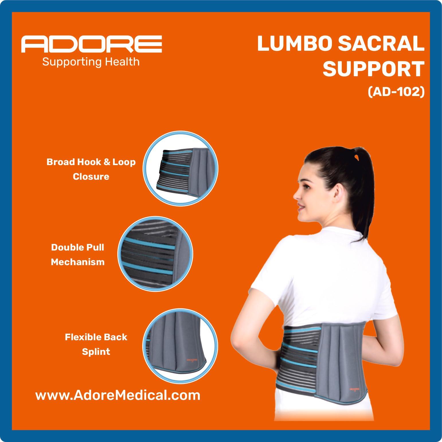 ADORE ADORE Lumbo Sacral Support Belt for Back Pain Relief and Posture Correction | Breathable Design (AD-102) (M)
