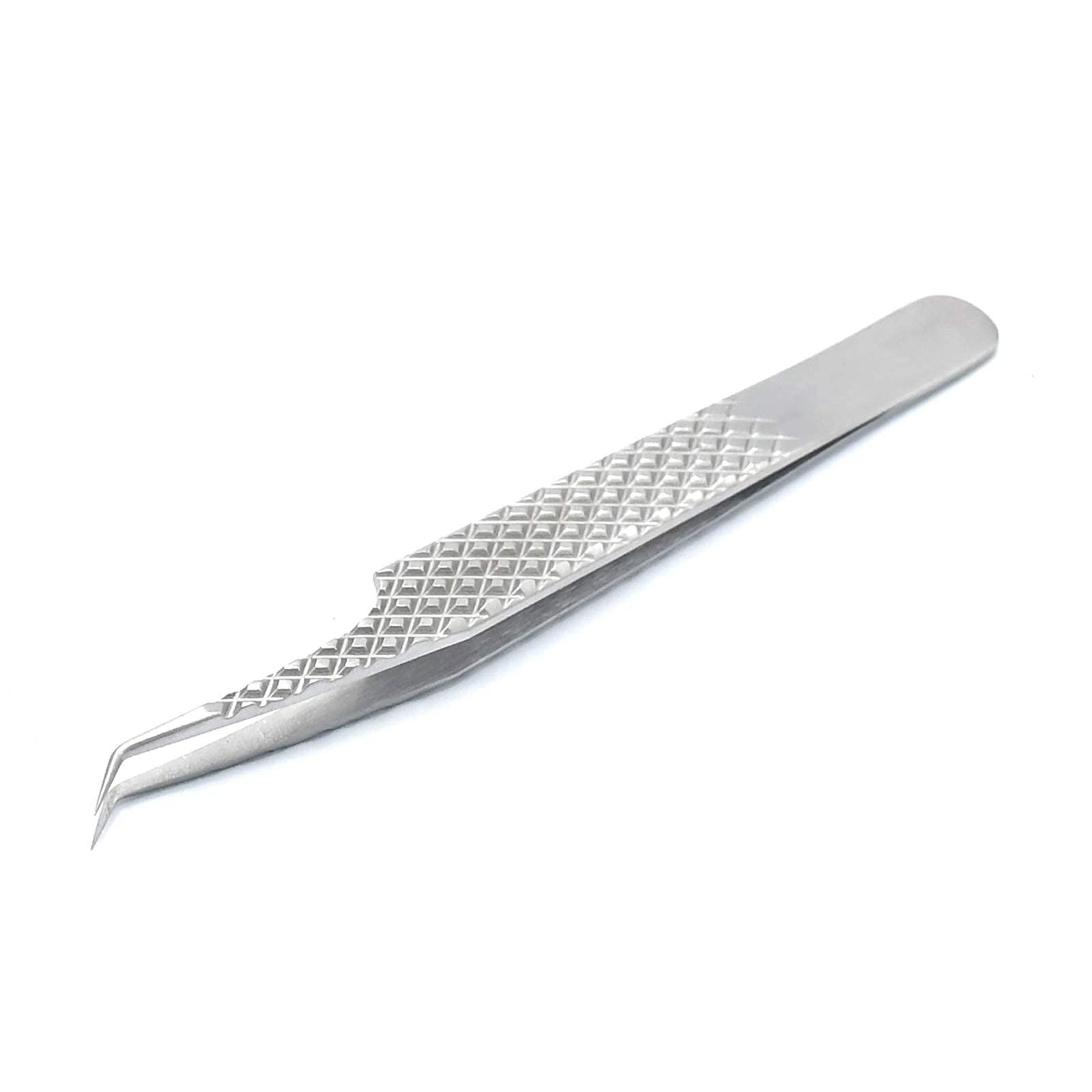 G.S ONLINE STORE G.S Volume Tweezers Stainless Steel Ultra Rigidity Semi Curved Pro Beauty Eyelash Extension Tool Non Slip Handle ELT-07