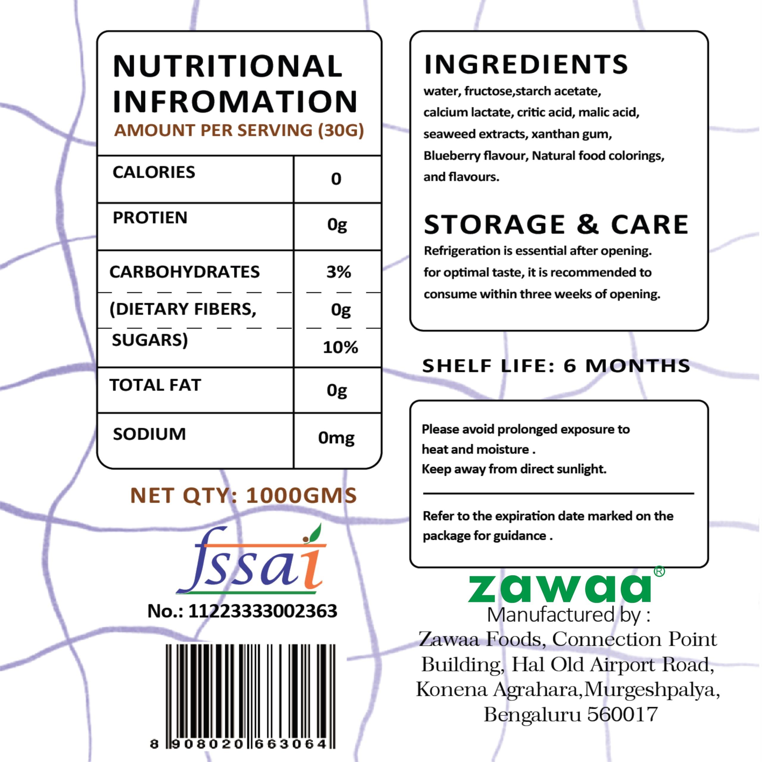 ZAWAA ZAWAA Foods Blueberry Popping Boba Pearls 1Kg - Bursting Bubble Tea With 10 Free paper straw, Vegan | Perfect for Ice-cream, Tea, Smoothies, Falooda, Puddings, Cakes, Froyo, Milkshake, Coffee- Hot & Cold Milk Drinks