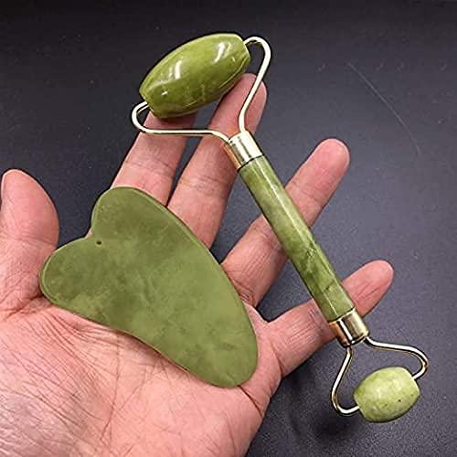 Jamon Jamon Jade Roller & Gua Sha Manual Massage Set, Anti-Aging Natural Jade Face Roller Set - Face Eye Neck Beauty Roller for Slimming & Firming - Rejuvenate Skin & Remove Wrinkles (Green)