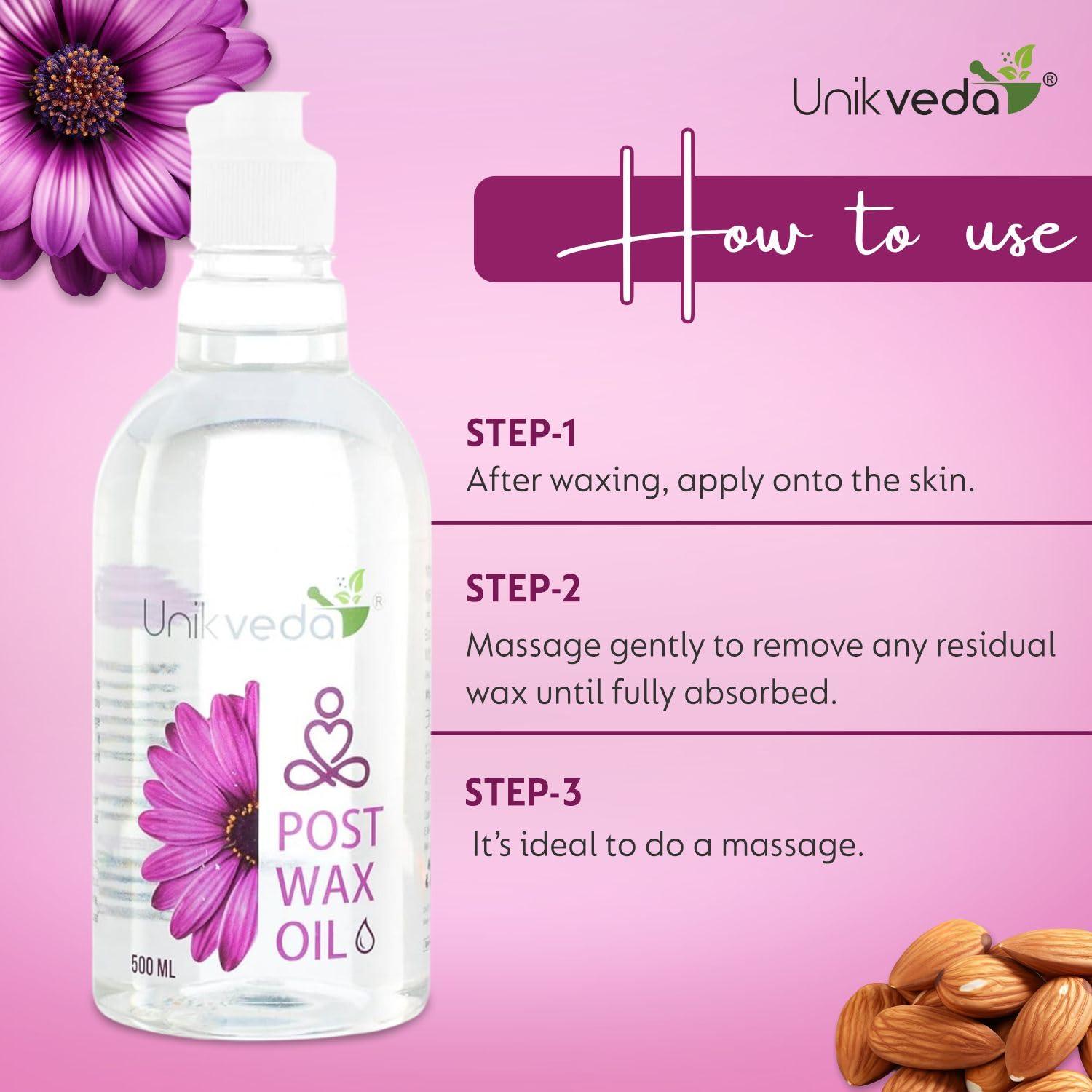 UNIKVEDA UNIKVEDA After Wax Oil For Smooth n Shiny Skin, Guarding Against Rashes n Irritated Skin After Waxing With Sweet Almond Oil, Vitamin E n Tea Tree Oil | Post Wax Oil For Women, 500ML