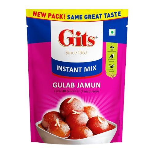 Gits Gits Instant Gulab Jamun Dessert Mix, Makes 40 per Pack, Pure Veg, Delicious Indian Dessert and Mithai, 400g (Pack of 2, 200g Each), White