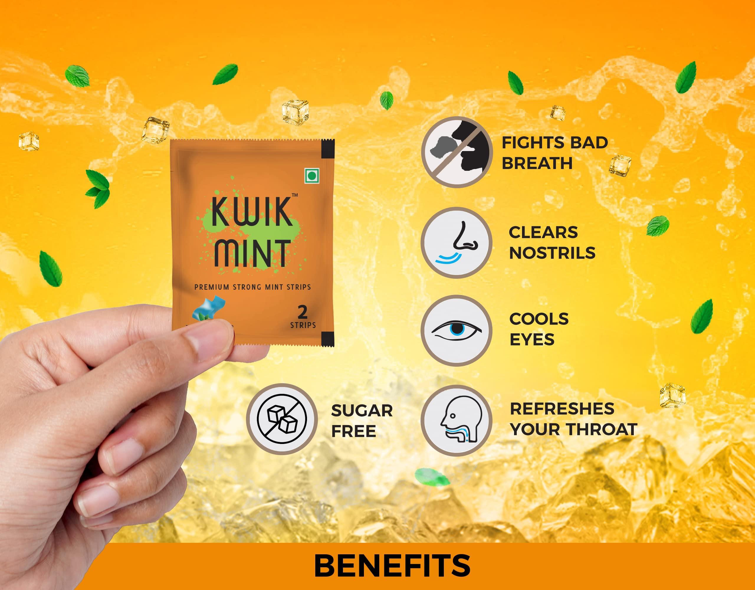 Kwik Mint Kwikmint Premium Strong, Instant mouth freshener dissolving strips for oral care  Pack of 4 (352 Strips)