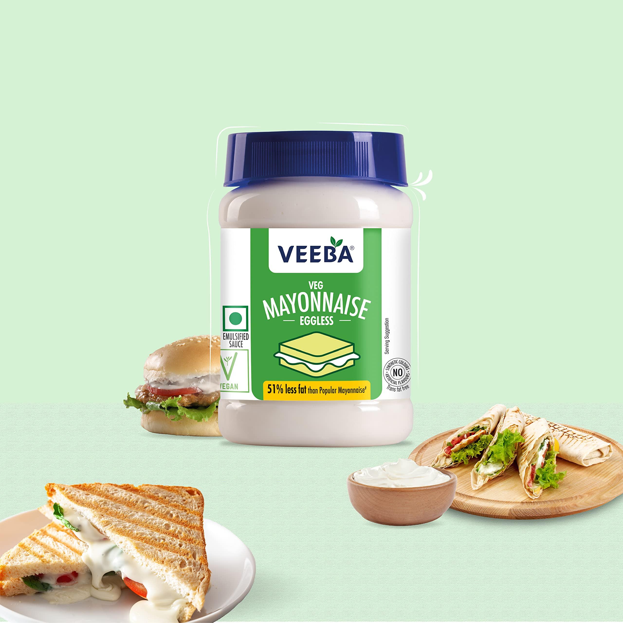 VEEBA Veeba Eggless Mayonnaise (250g) I Veg Mayonnaise I 100% Vegetarian Mayo I Extra Creamy and Delicious I Rich and thick texture I Dip, Spread and Dunk