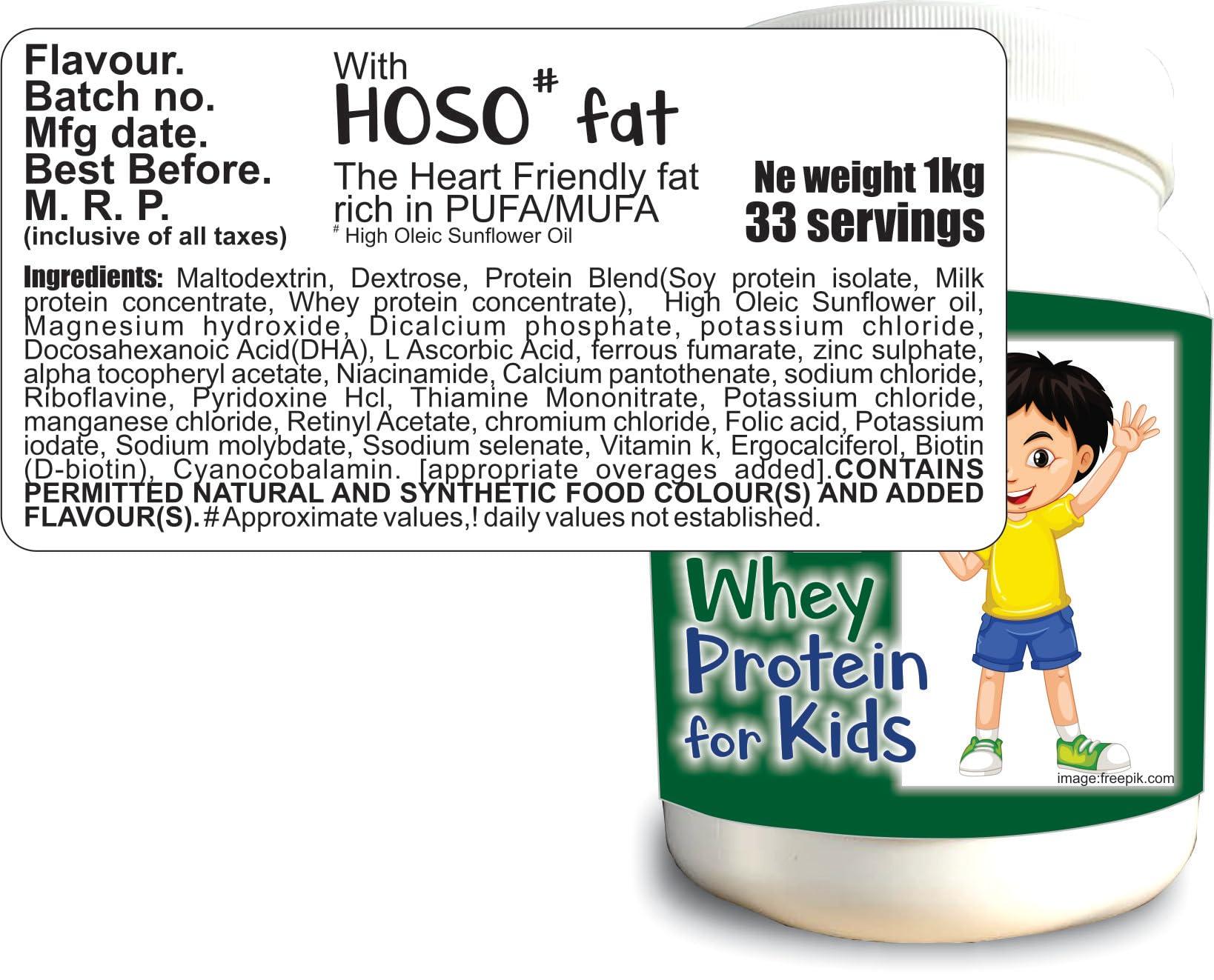 DEVELO Develo Whey Protein Powder for Little Kids (2-12 years) & Teenager Children, Boys & Girls - 1kg kesar Badam Flavour