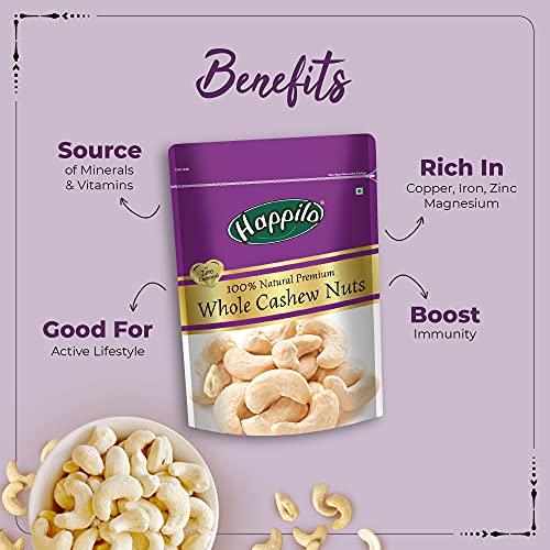 Happilo Happilo 100% Natural Premium Whole Cashews, 200 g, Pack of 2