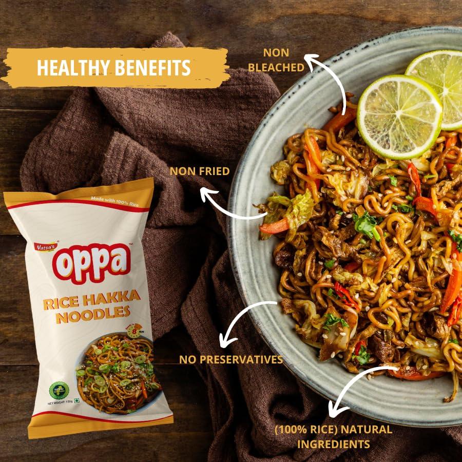 Oppa Oppa Rice Hakka Noodles - 150 gm, Naturally Gluten Free Noodles, No Maida, No Preservatives