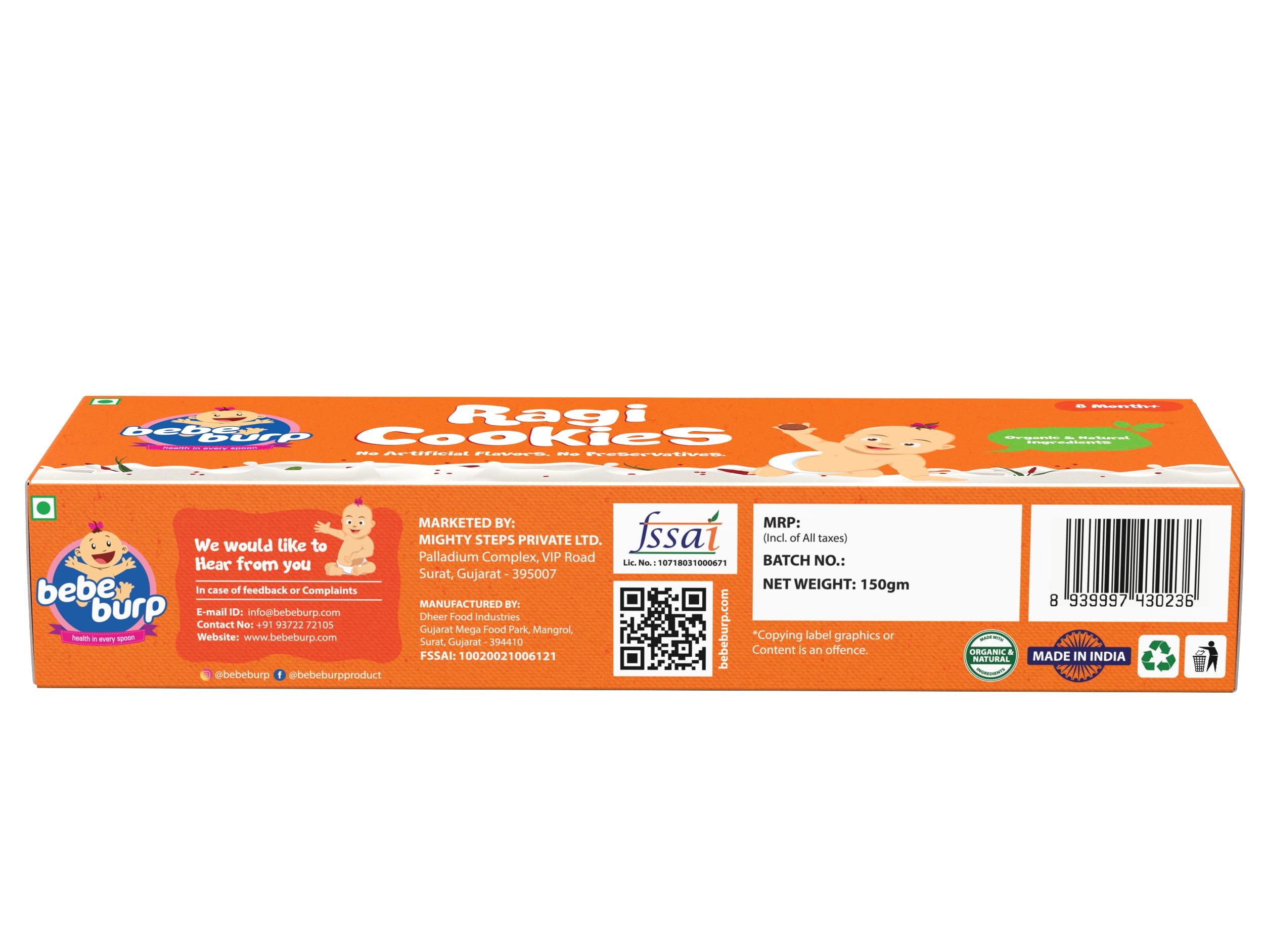 BE'BE' BURP BE\'BE\' BURP Ragi Cookies Combo Pack Of 2 -Tasty & Healthy Cookies For Childrens|No Artificial Preservatives & Flavours|Natural Sweetness Of Jaggery Biscuits (150G Each)