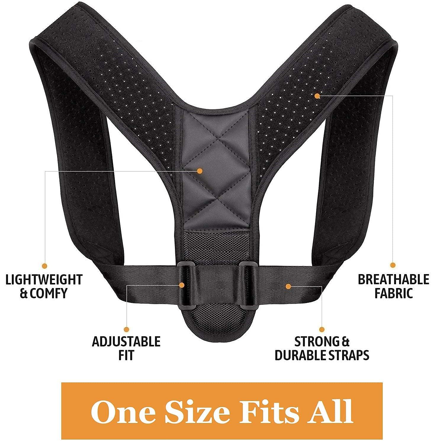 New Delhi YesGo Upper Back Pain Relief Adjustable Back Brace Posture Corrector Shoulder Support Belt (Pack of 1) (XL Size) Black