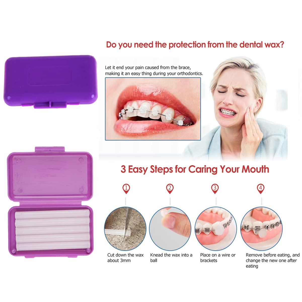 Ceonam Ceonam Adult Braces Cleaning Kit For Teeth , Portable Orthodontic Manual Toothbrush Kit Oral Care Dental Travel Kit-Interdental Brush Dental Wax Dental Floss Toothbrush Box (Purple), 1 count