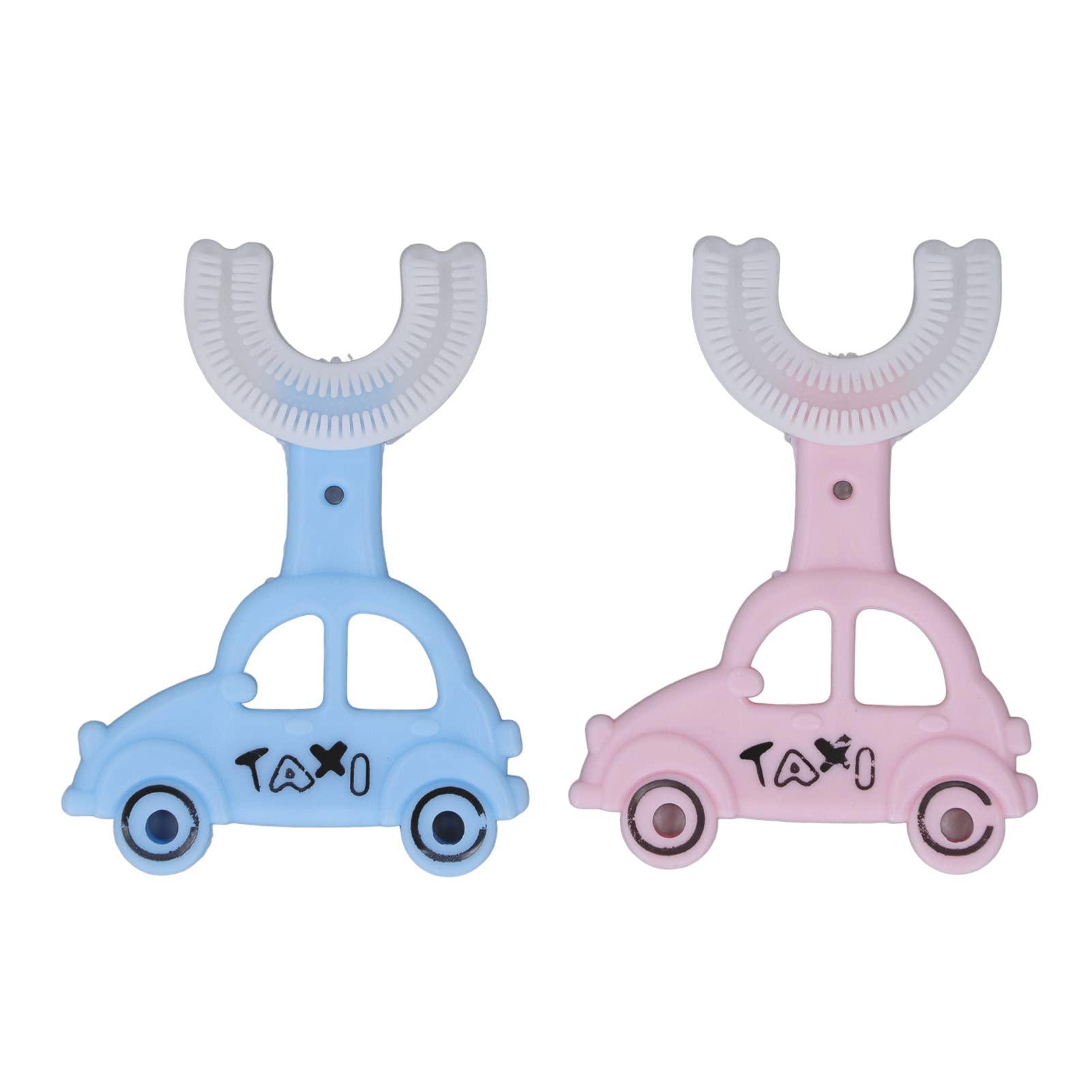JUMZ U-shaped toothbrush Two cute cartoon car-shaped silicone toothbrushes for traveling home