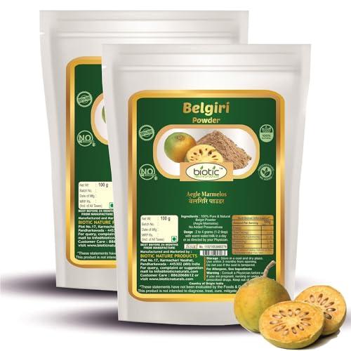 Biotic Biotic Natural Belgiri Powder - Aegle Marmelos - Bealgiri Powder - Bael Phal Dry Powder - Bel Powder - Wood Apple - 200 gm