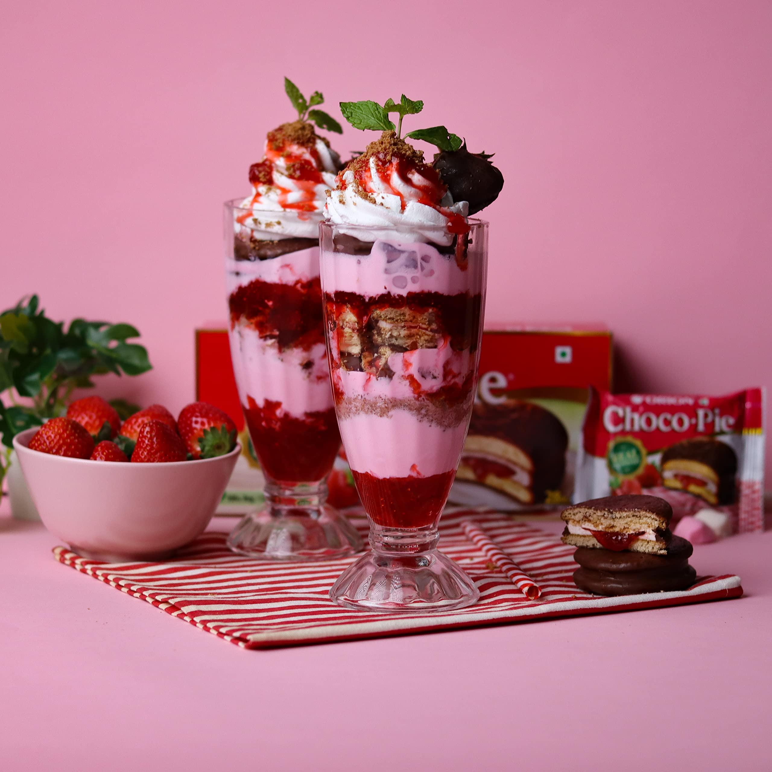 ORION ORION Strawberry Choco Pie - 2 x 12 Piece Pack (24 pies)| Centre-filled Chocolate biscuit