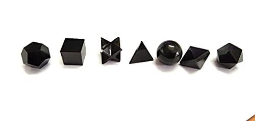 Jet International Crystal Jet Black Obsidian Sacred Geometry Sets Free Booklet jet International Crystal Therapy 7 Stone Platonic Solid Merkaba Star w/ Velvet Pouch Attractive Cleansing