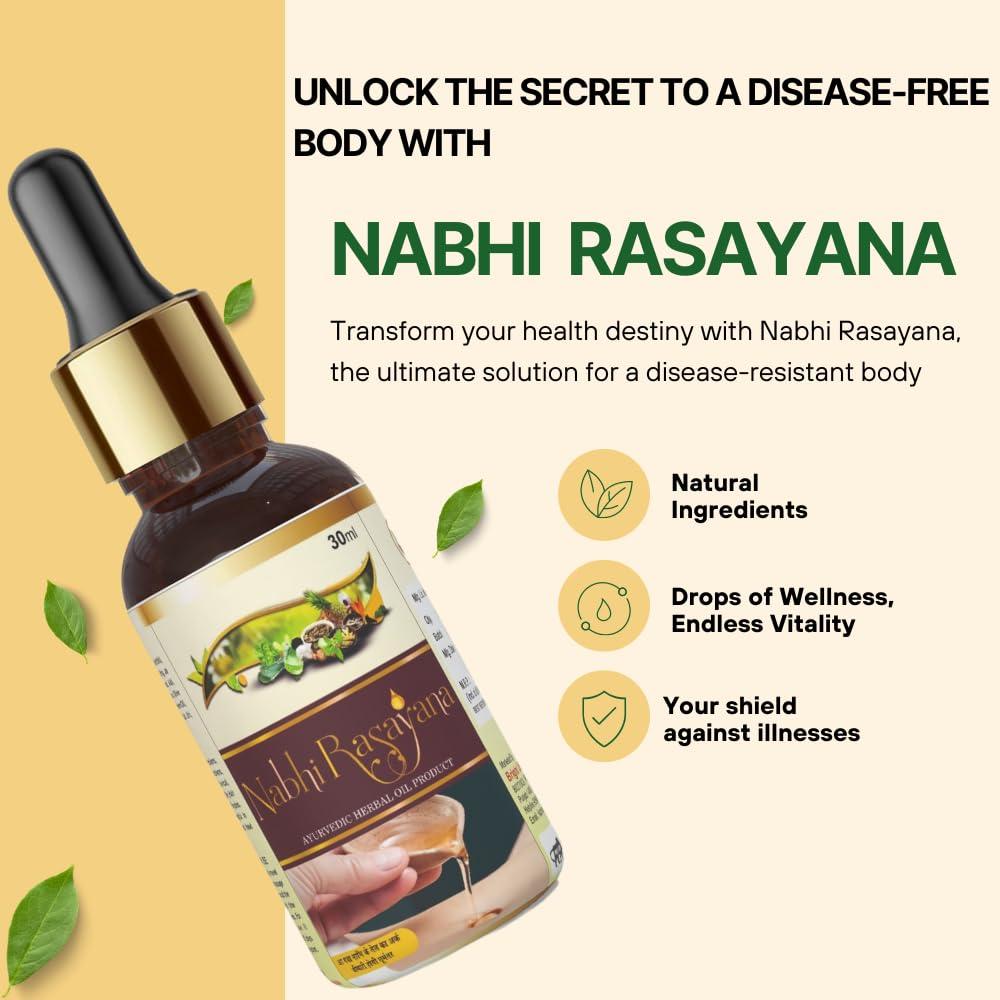 HERBAL ENGINE nabhi Rasayana 30ml Navel Drops Boosts Blood Circulation, Belly Button Oil Removes Blockage in Blood Vessels and for overall functioning of Body