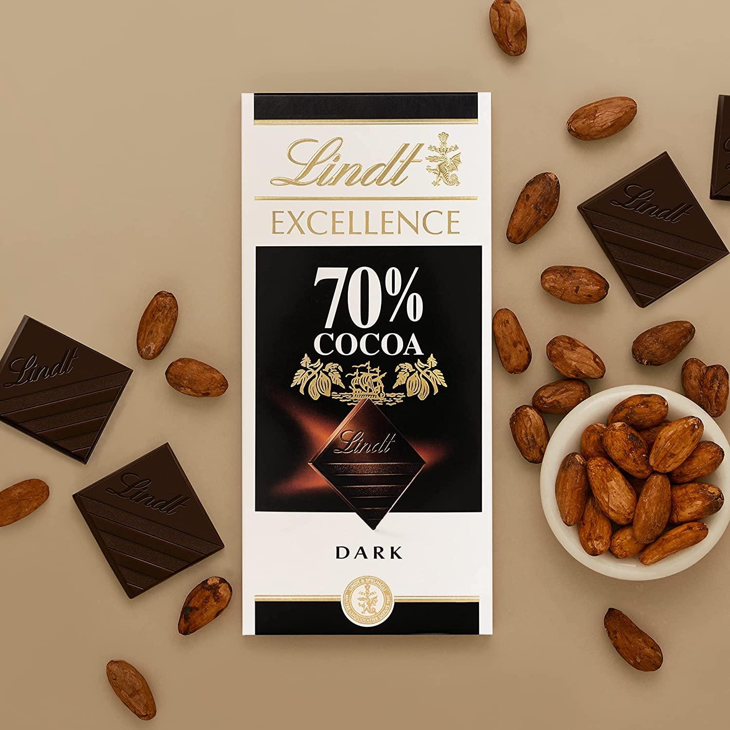 Lindt LINDT Excellence Dark 70% Cocoa Chocolate Bar and LINDT Excellence Dark 85% Cocoa Chocolate Bar | Pack of 2 | 100gm