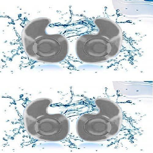 James International Silicone Earplugs for Swimming Bathing Shower Watersports Sleep Sound reducing airplane travel study snore loud events concerts Reusable for Adult and children 2 Pair (Grey)