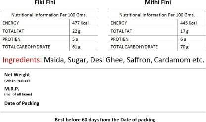 Yuvraj Food Product Yuvraj Food Product Phinni kesar Fini (Dhoodh finni) without sugar     Wedding special sweets 400 Gm pack Box