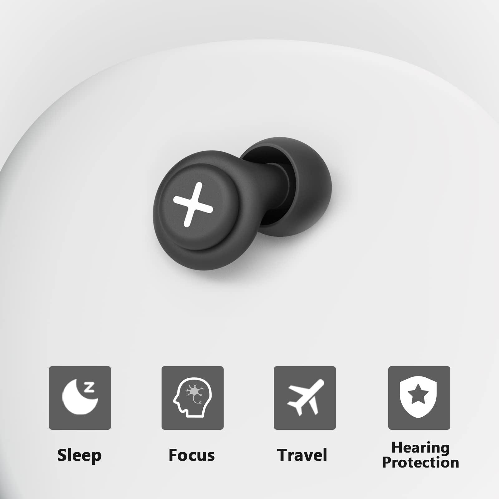 MAKINGTEC Noise Reduction Ear Plugs-40 dB Noise Cancelling Reusable Hearing Protection in Flexible Silicone for Sleeping, Traveling, Concerts, Work & Swimming,3 Wearing Styles, Black