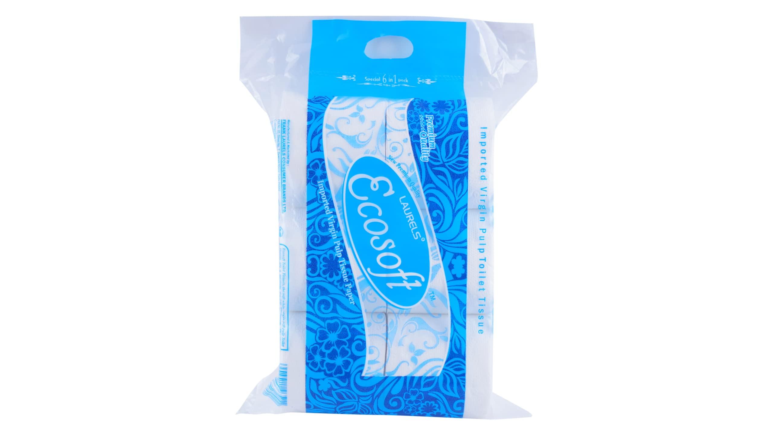 Laurels LAURELS EcoSoft Toilet Tissue Paper Roll 320 Pulls 2 Ply 10x10 cms (6 count (Pack of 1))