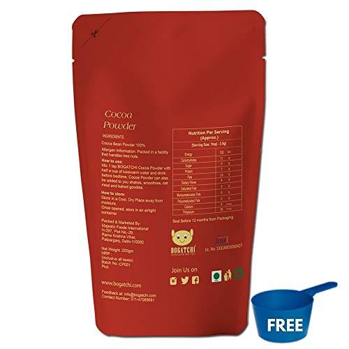 BOGATCHI BOGATCHI Single Origin and Natural , Cocoa Powder for Cake Making, Vegan |Raw | No Sugar| Gluten Free| Keto Chocolate, Dark Unsweetened Cocoa Powder, 200g , Free Measuring Spoon