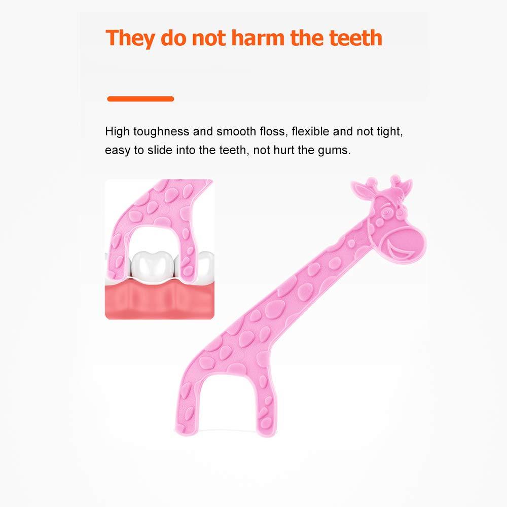 Qnotici 40PCs Kids Cute Dental Floss Flosser Toothpicks Floss Pick Interdental Brush Teeth Clean for Oral Deep Clean