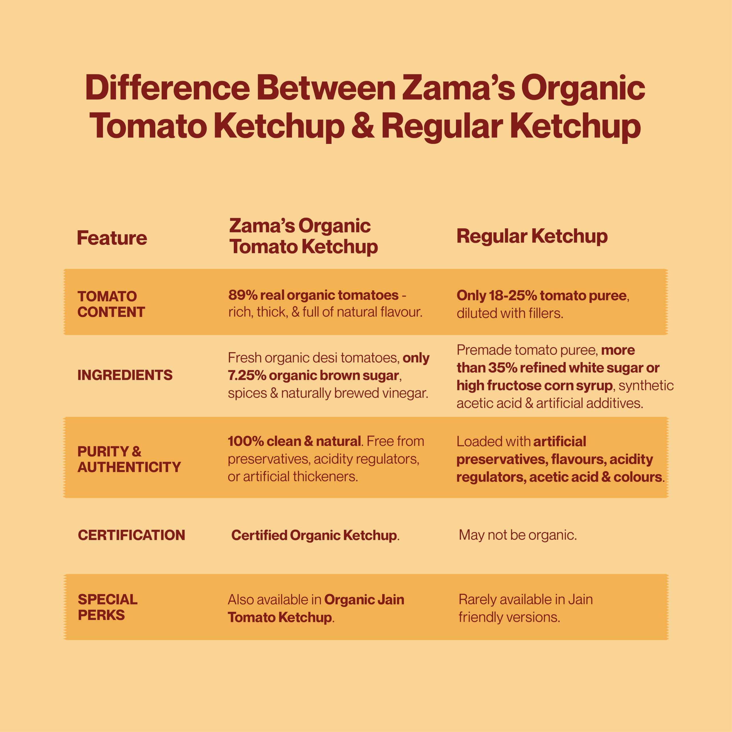 Zama Zama Organics Tomato Ketchup 300g Glass Bottle | Tomato Sauce | Organic ingredients | Organic Tomatoes | Tangy And Raw Flavour | Traditionally produced | No artificial Dyes and flavours