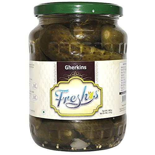 Freshos Freshos Gherkins, Green & White, Medium, Gharkins, 680 g