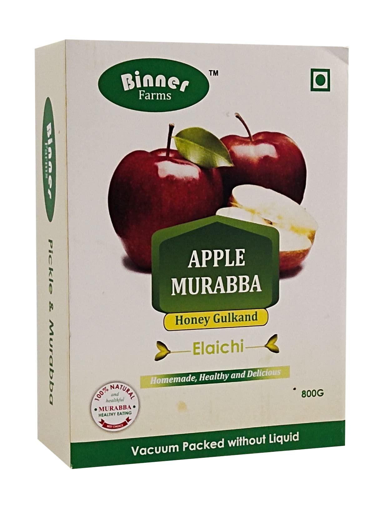 BINNER FARMS BINNER FARMS Homemade Amla, Apple, Bael, Bamboo/Bans and Behi/Quince Murabba (Seedless) with Honey Gulkand Flavor of ELAICHI VACCUME PACKED WITHOUT LIQUID- 800G Each(Total 4000G)