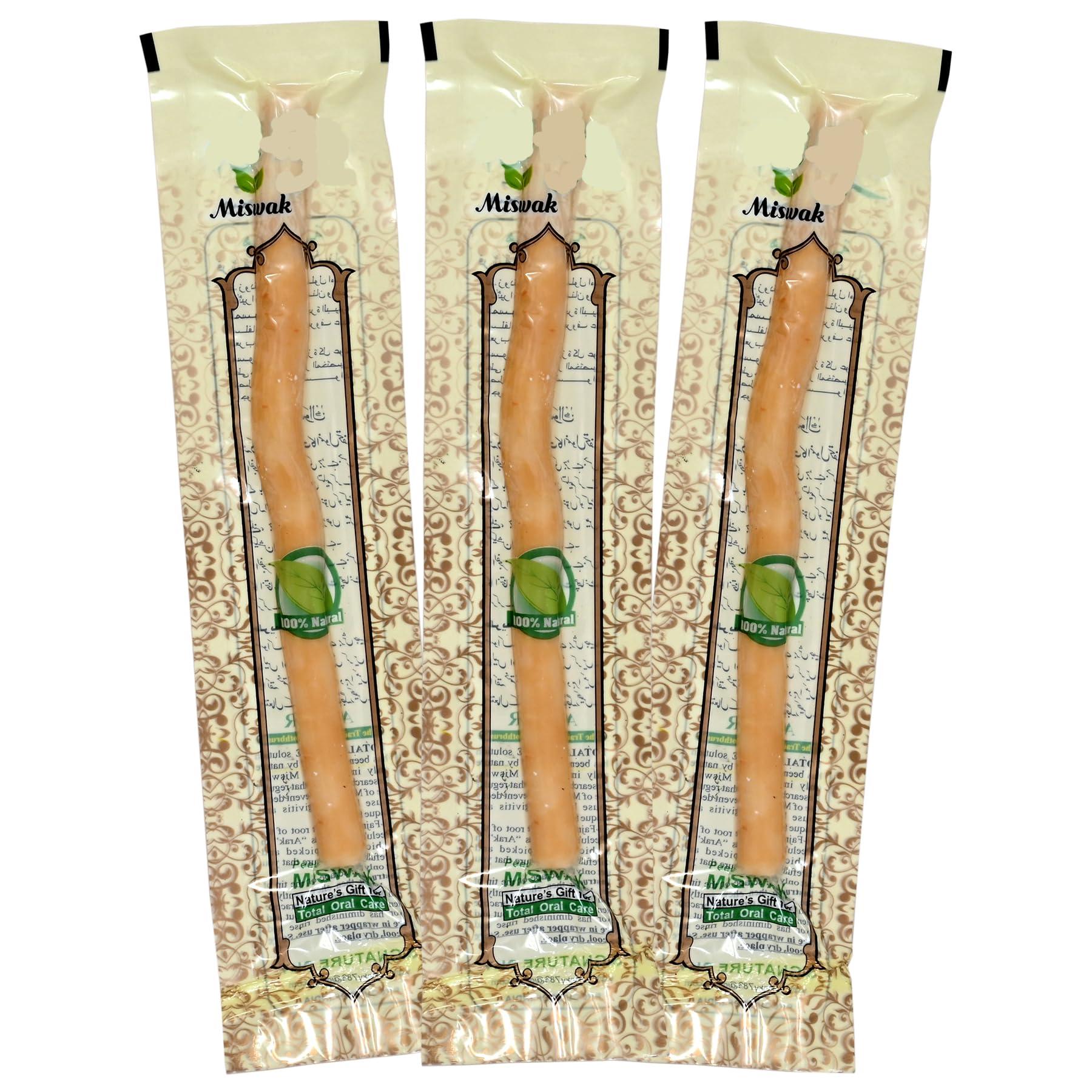 PYARE SALES Adult Miswak Stick Natural Manual Toothbrush (Pack Of 3) Wooden Miswak Manual Toothbrush Stick For White & Healthytooths