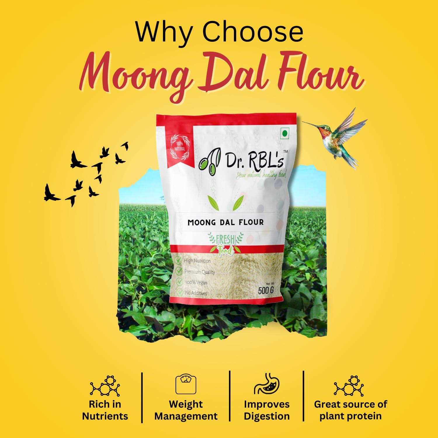 Dr. RBL's Dr. RBL\'s Moong Dal Flour | Moong Dal Atta | Nutritious, High in Fiber and Protein | Ideal for Cooking, Baking, and Gluten-Free | Pack of 6 (3KG)