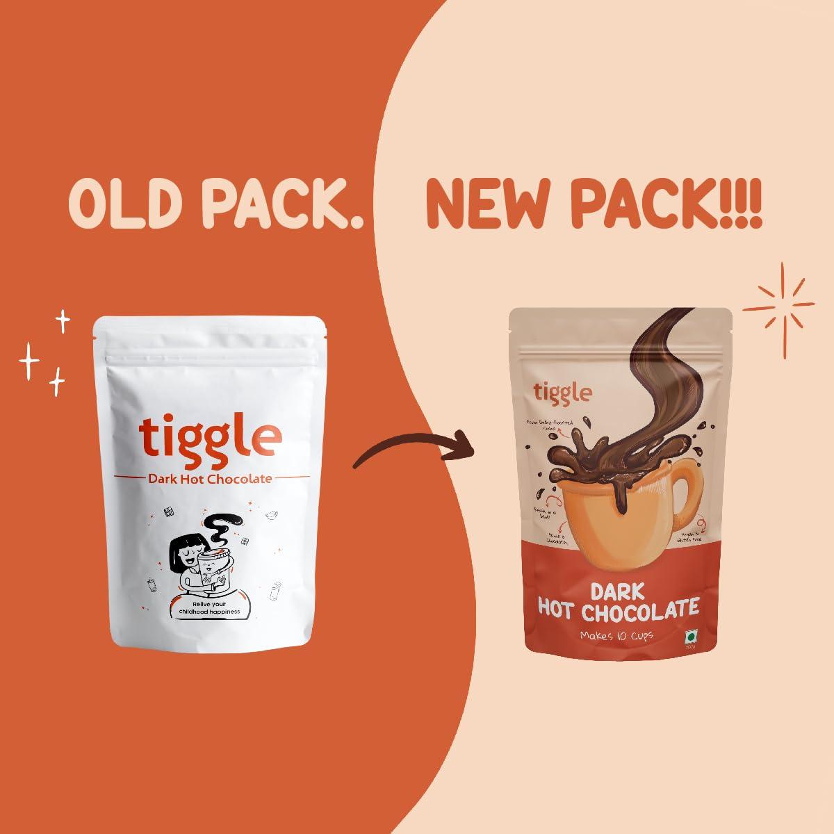 Tiggle Tiggle Dark Hot Chocolate Powder Mix - 10 Cups Pack | Farm Fresh From Tamil Nadu | Thick & Chocolatey Drink | Enjoy Hot or Cold | Vegan & Gluten-Free | No Preservatives | Ready in 2 minutes