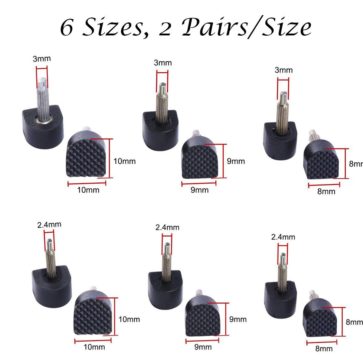 CertBuy 12 Pairs Women\'s High Heel Shoes Replacement Tips Pin, Heel Tips for High Heel Shoes, Stiletto Repair Shoe Heel Caps Heels Tips Replacement Dowels, 2.4/3.0mm Nail Diameter, Black, Black, 12 Pair (Pack