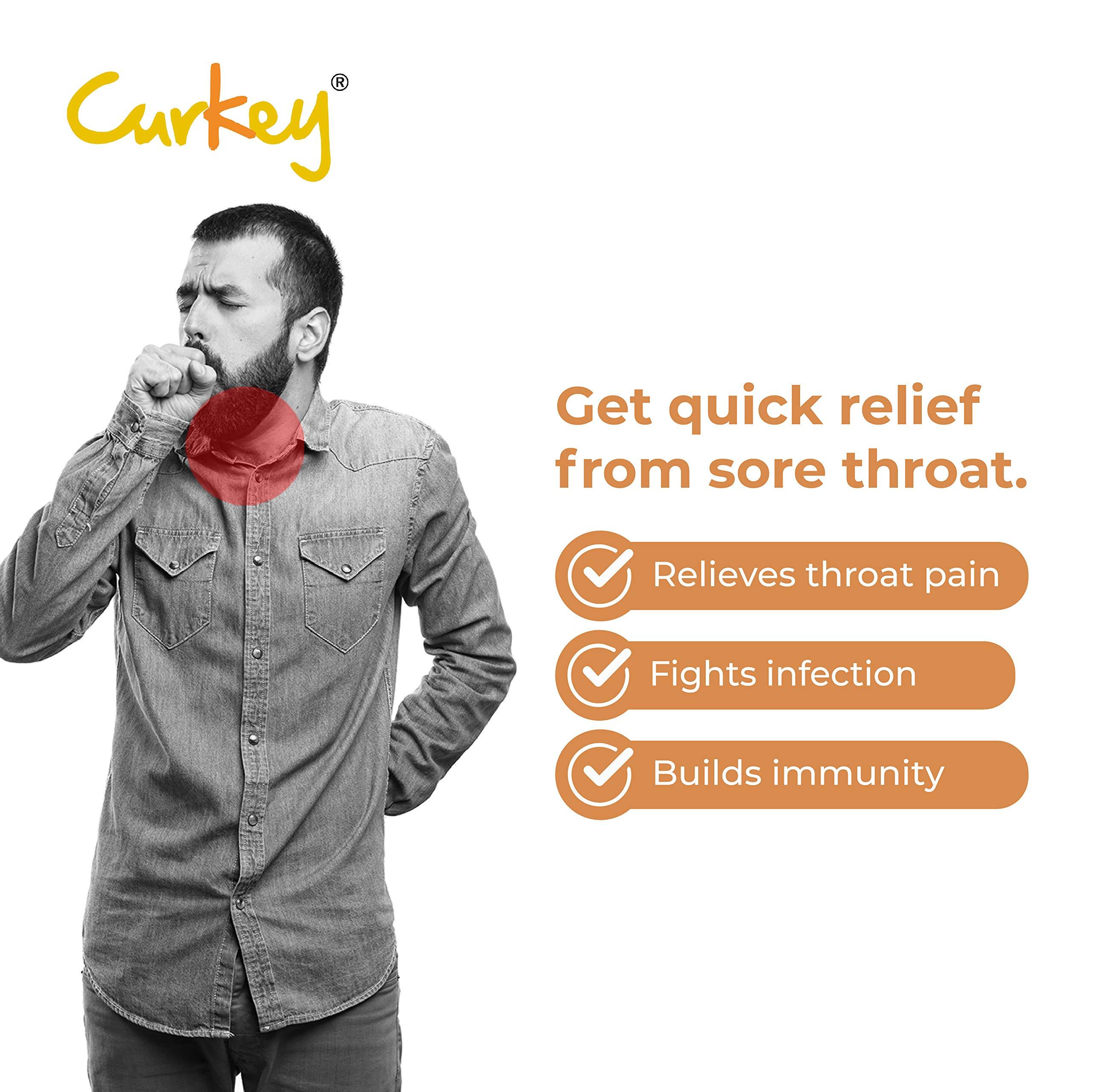 Curkey Pastilles for Quick Relief from Sore Throat from Natural Curcumin Extract from Turmeric | Sugar Free, Mint Flavour - 10 Pastilles (Pack of 1)
