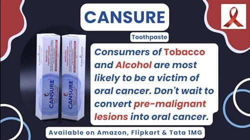 Cansure Cansure Toothpaste (Pack of 3) The World\'s First Patented Toothpaste for Oral Pre-cancerous Conditions*| Pre-malignant Red and White Lesions | Contains Nano Partical-based Patented Molecules with a better absorption rate | Nothing worked yet? Try Ca