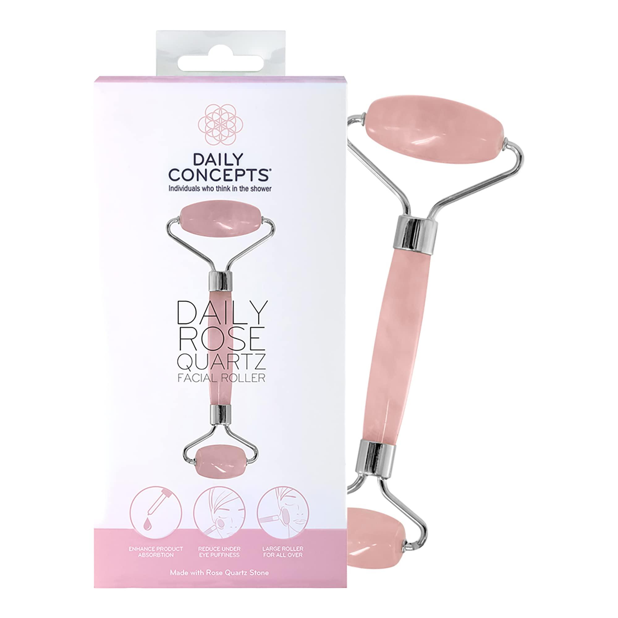 DAILY CONCEPTS Daily Concepts Daily Rose Quartz Face Neck Facial Massage Jade Roller for Anti Aging, Anti Wrinkle