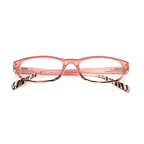 TIZIANO TIZIANO New Age Reading Glasses with Spring Hinge (Model: 175100 Light Pink +1.25 with Rectangular Eye shape)
