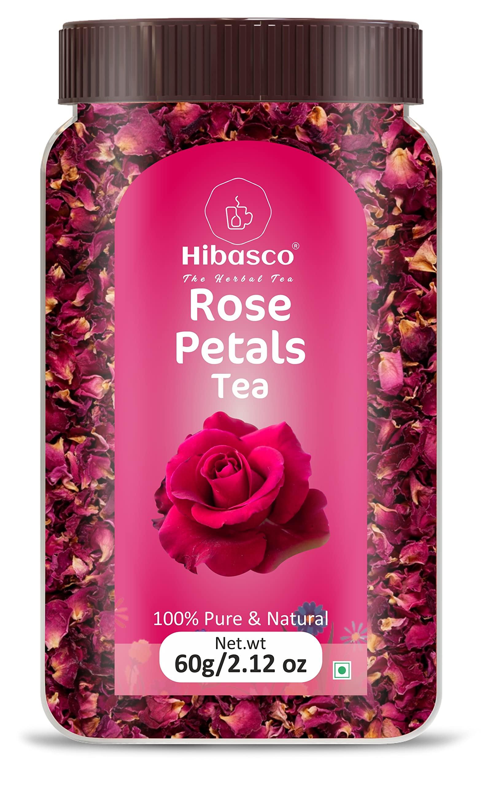 HIBASCO HIBASCO Rose Petals Tea | Natural Colorant | Used for Hot Tea | Iced Tea | Cocktails | Mocktail | Syrups | 60 gm