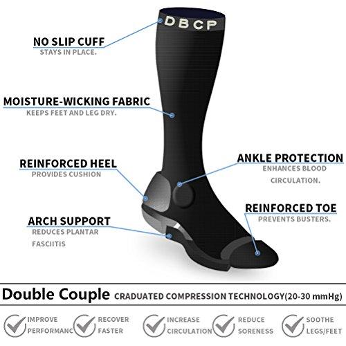 Double Couple 4 Pairs Compression Socks for Men and Women 20-30 mmHg Compression Stockings