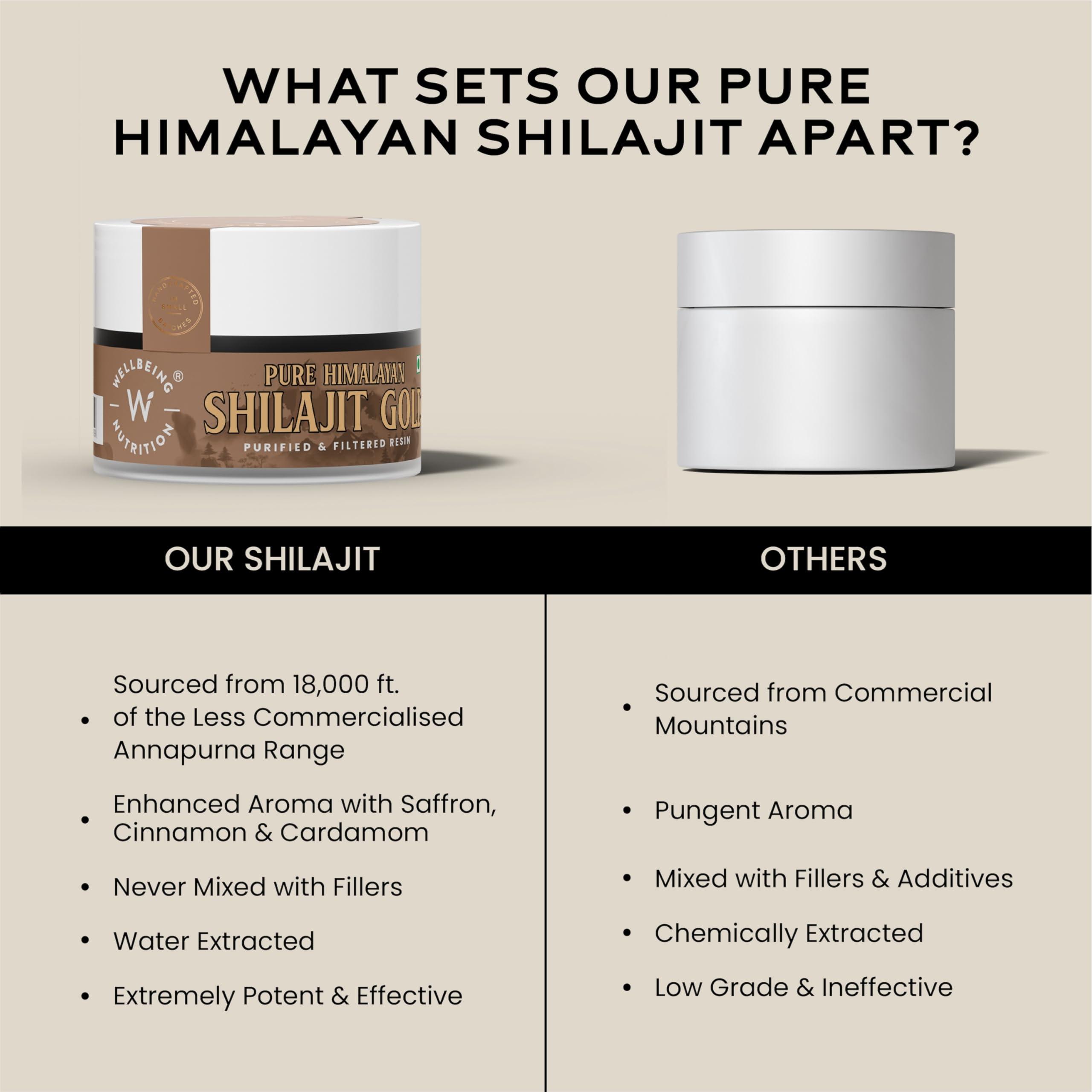 Wellbeing Nutrition Wellbeing Nutrition Pure Himalayan Shilajit Gold Resin for Strength, Stamina, Performance, Stress Relief and Vitality | With Ashwagandha, Safed Museli & Swarna Bhasma (24K Gold Leaf) | Lab Tested - 20g