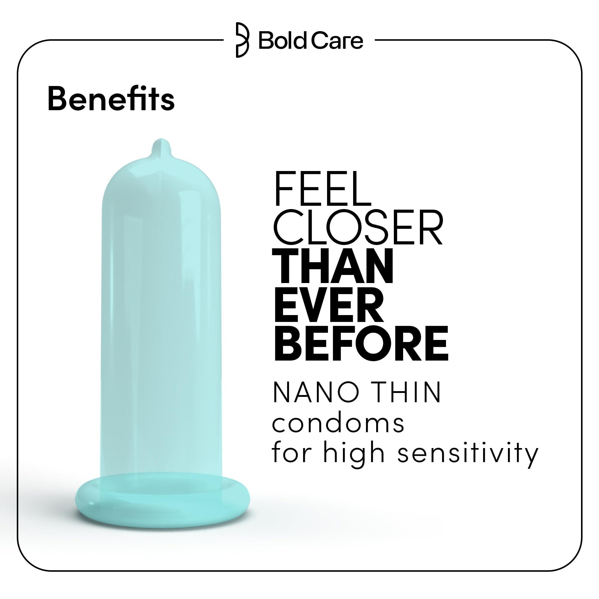 Bold Care Bold Care 404 Super Nano Thin Condoms For Men - 50 Microns - 10 Units - Intense Fit - Barely There Feel + Bold Care 404 Super Ultra Thin Chocolate Flavored Condoms For Men - 60 Microns - 10 Units