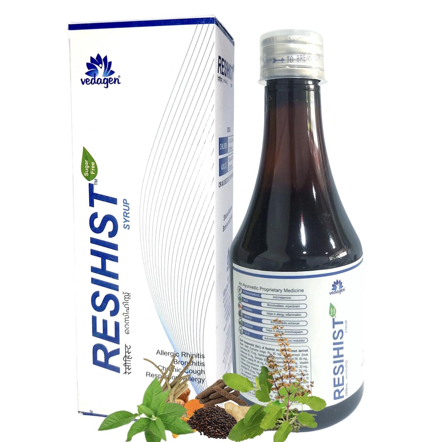 RESIHIST Resihist Sugar Free Cough & Cold Syrup I Natural Ingredients I Fast Relief From Cough, Cold, Throat Irritation, Congestion - 200ml (200ml x 1)