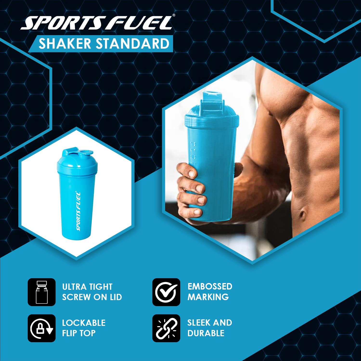 SPORTSFUEL SPORTSFUEL Plastic Regular Protein Shaker | Plastic Protein Powder Shakers with Wrist Support Band for Workout & Exercise Shaker Bottle For Protein Gym Bottle With Shakers 700ml (Blue)