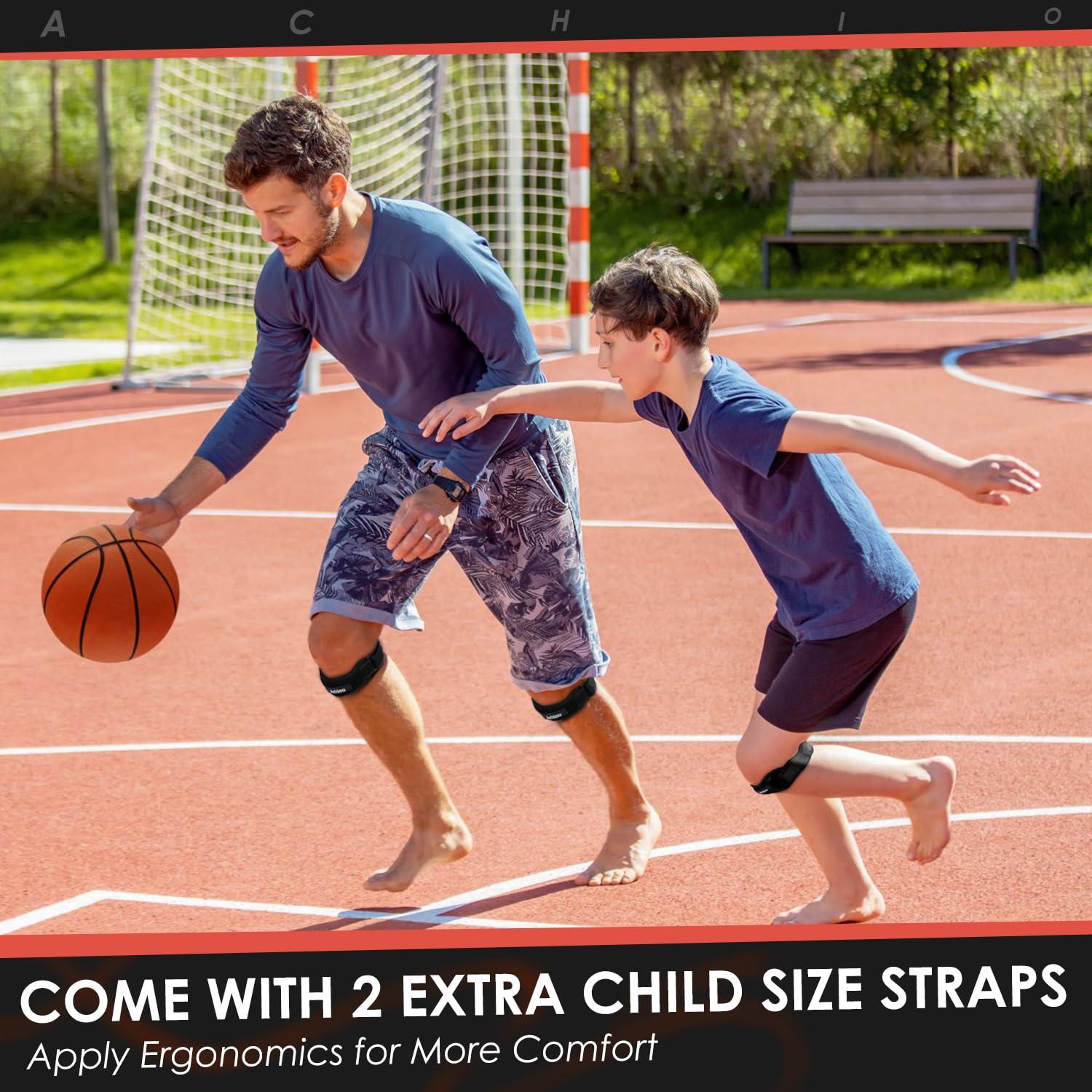 Achiou Achiou 2 Pack Patella Knee Strap Silicone Support Adjustable Band for Protect Patellar Pain Relief Tendon for Tendonitism Gym Running Hiking Weightlifting Basketball Volleyball