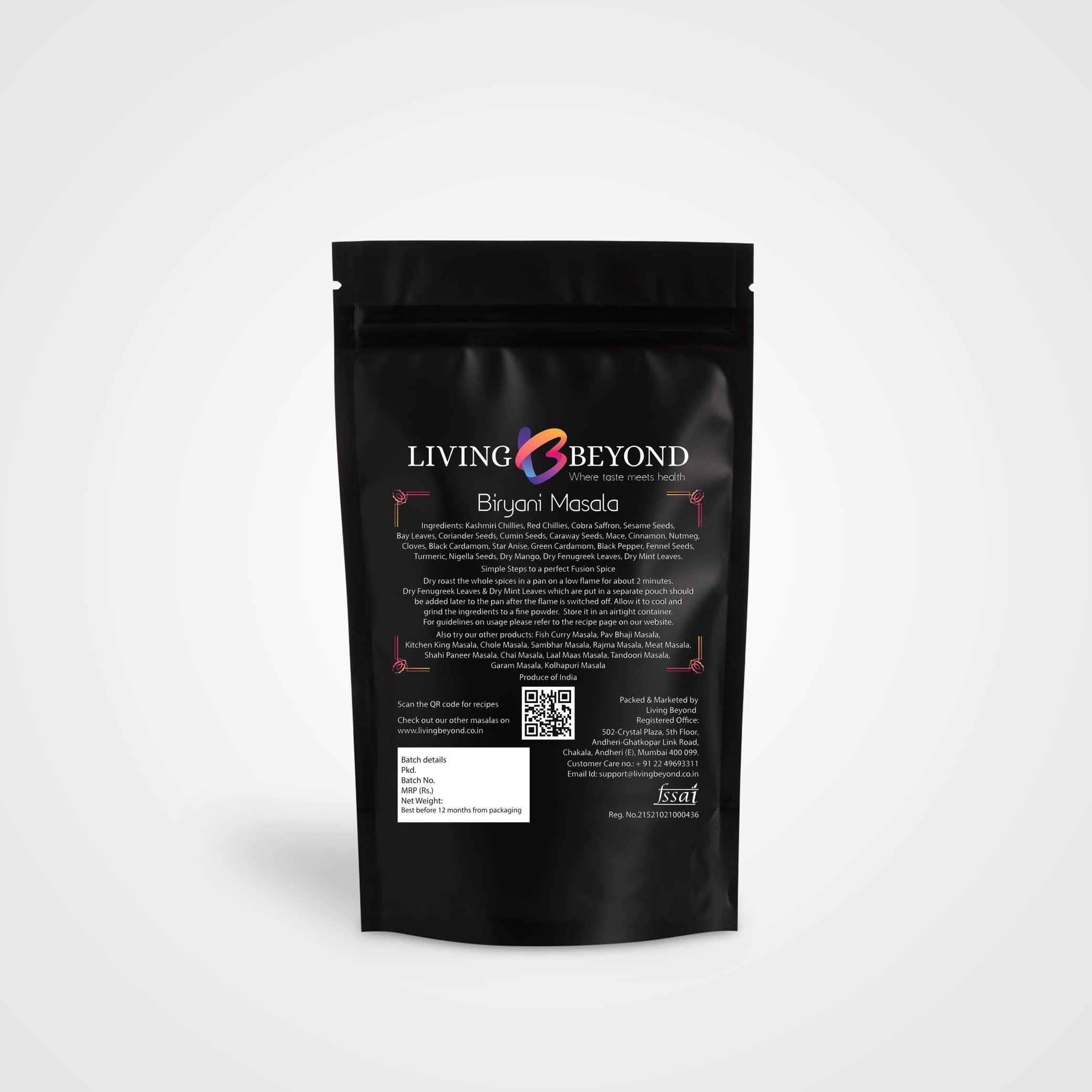 Living Beyond Living Beyond Pre-mixed Whole Spices Biryani Masala & Veg Kolhapuri Masala - (Combo, 100 grams Each)